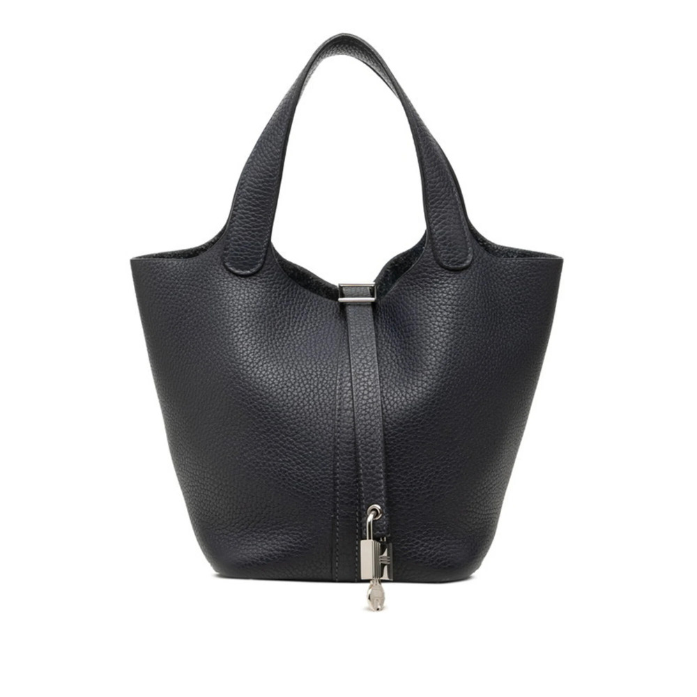 Hermes Picotin Lock PM handbag, D stamp, 2019 model, navy blue, Taurillon Cle...